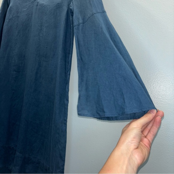 Soft Surroundings 100% Linen Blue Bell Sleeve Tunic Dress - Size Small - Picture 4 of 9